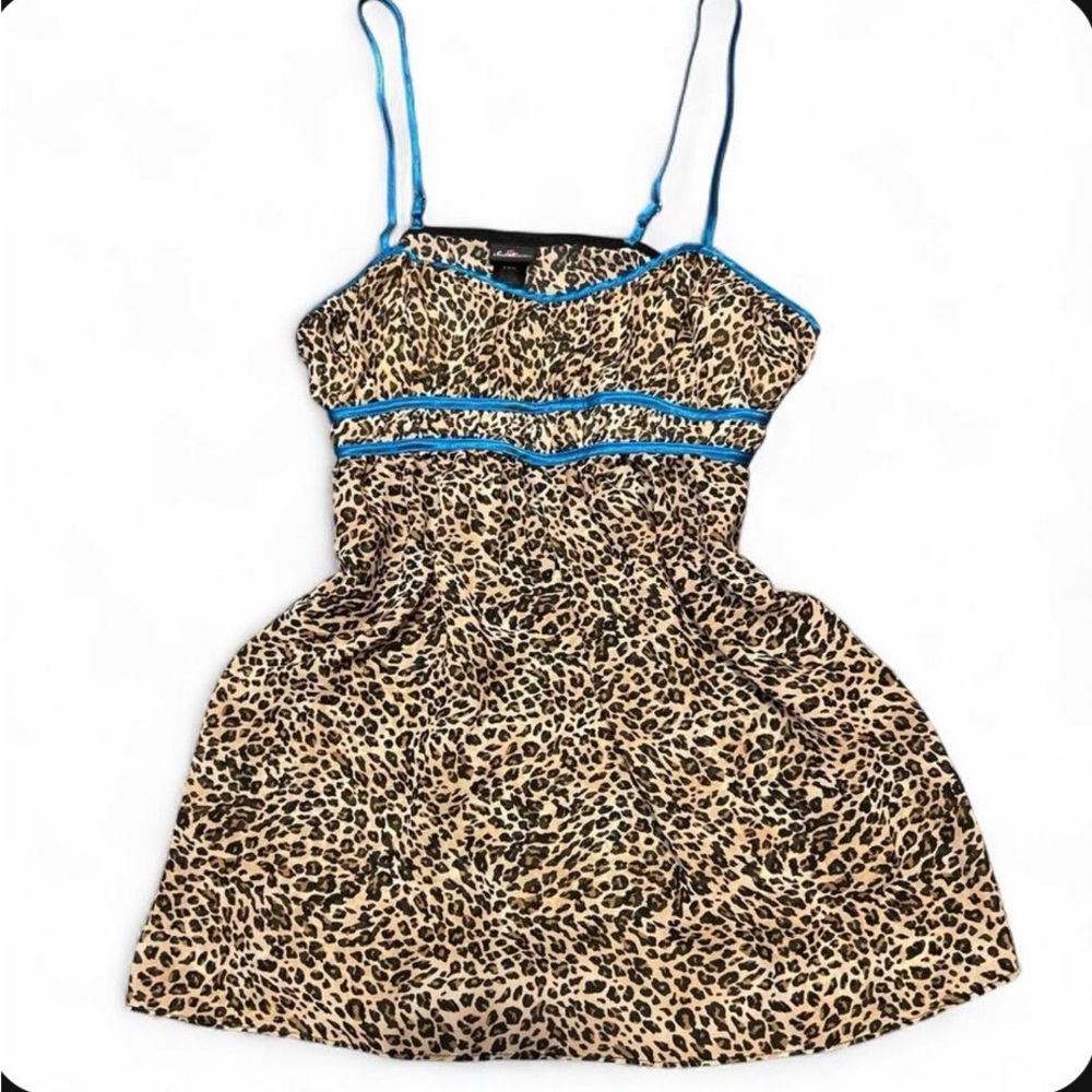Secret Treasures Leopard Print Slip with Blue Trim